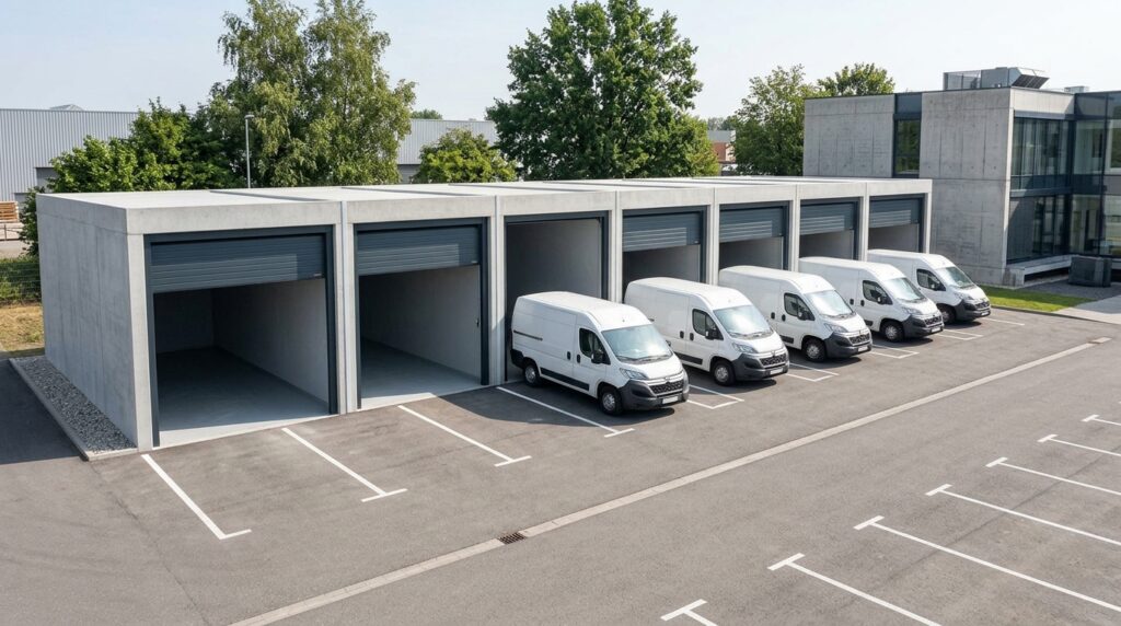 Garaż betonowy dla floty firmowej – ile stanowisk i jaki układ wybrać